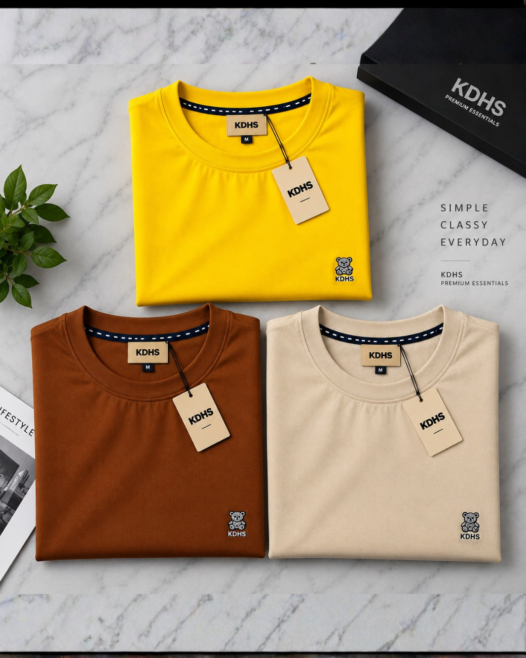 KDHS Premium Essentials Solid T-Shirts Combo Pack of 3